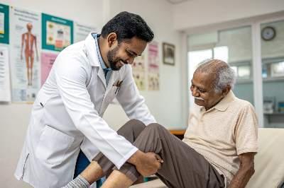 A physiotherapist giving physiotherapy to a patient.